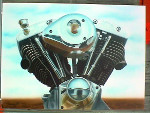 Airbrush eines Motorradmotors auf Kartonage